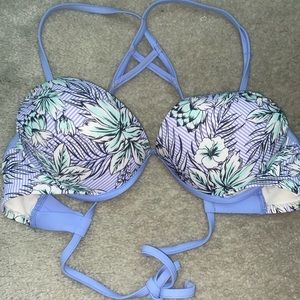 Large Strappy Floral Push Up Bikini Top
